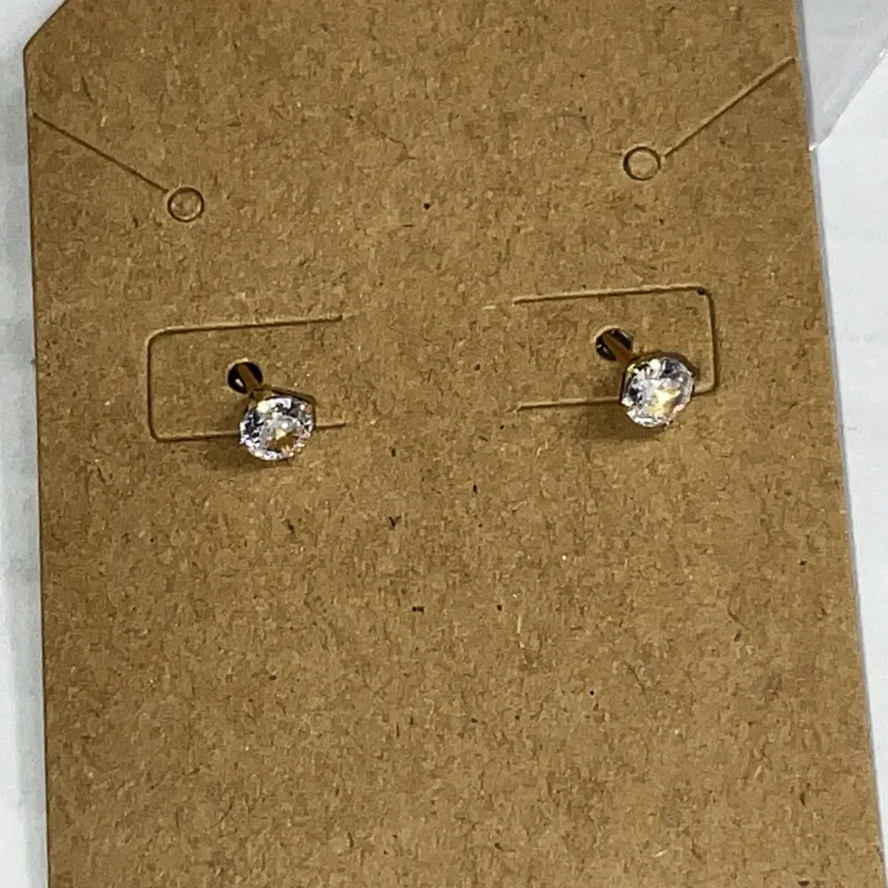 Cubic Zirconia Stud Earrings Hypoallergenic Surgical Steel Sensitive Ear New